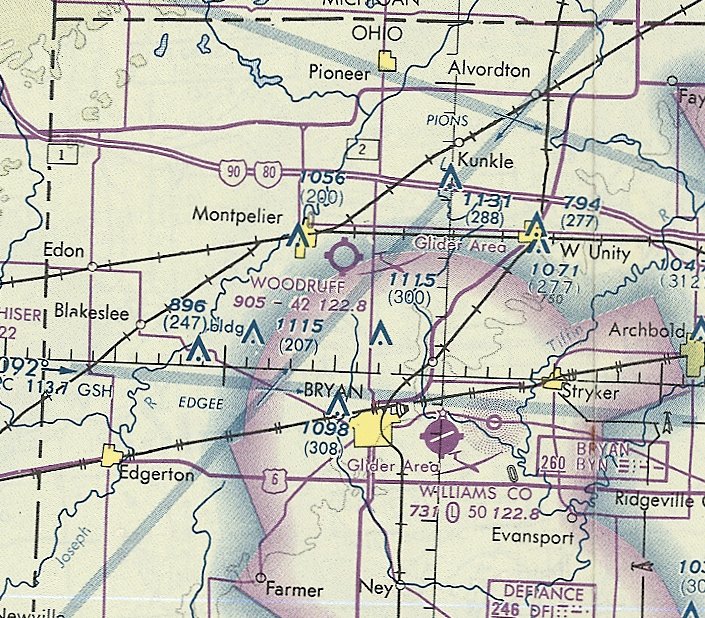 1953 AIRPORT CHART MAP Dayton Toledo Findlay Bellefontaine Lima Marysville OH XL 
